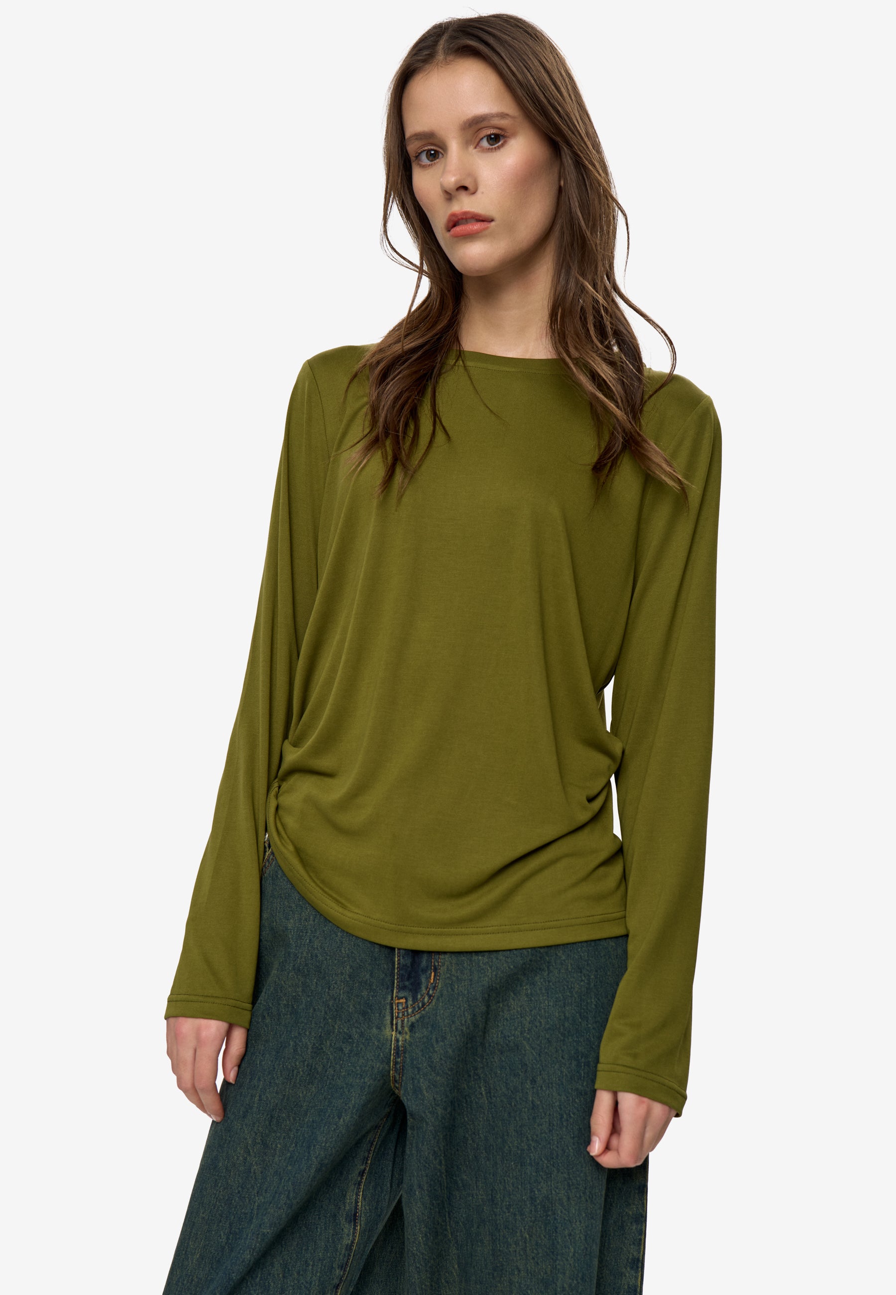 minimum female Margot Tee 0281 Long Sleeved T-shirt 0529 Sphagnum