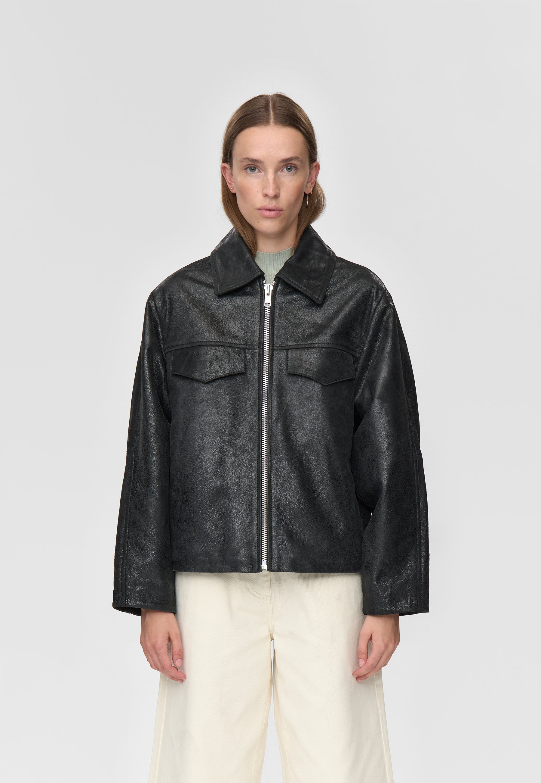 minimum female Tyra zip jacket 4447 Leather Jacket 999 Black