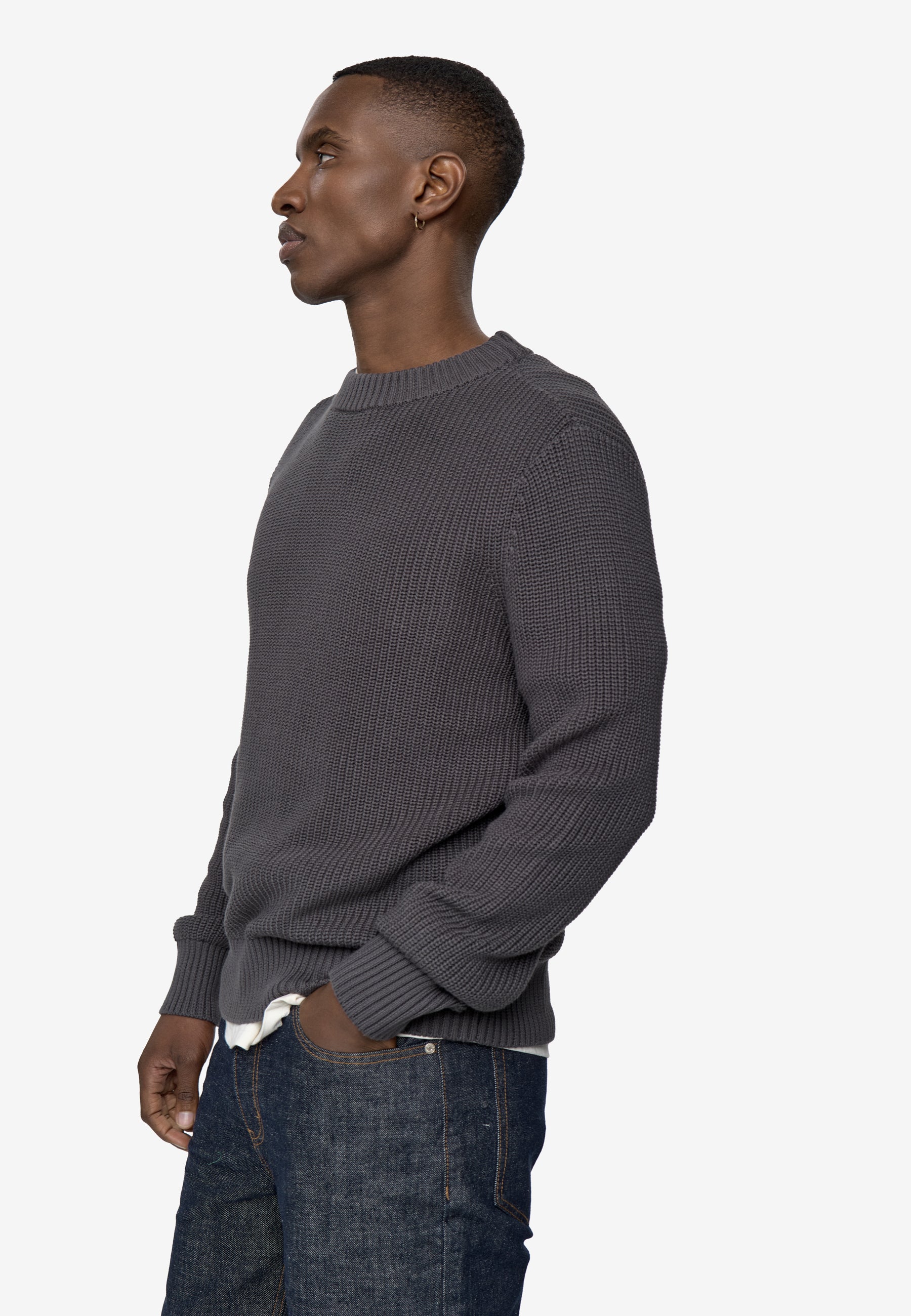 minimum male Rob basic knit sweater G006 GOTS Sweater 1912 Volcanic Ash